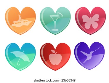 beautiful hearts icon set. Ideal for Valentine Cards decoration.