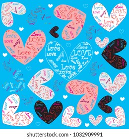 beautiful hearts with love descriptions and little hearts vector illustration