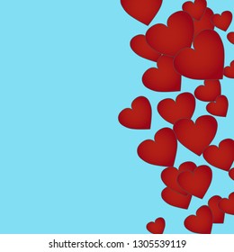 Beautiful Hearts on blue background. Invitation Template Background Design, Greeting Card, Poster. Valentine Day. Vector illustration