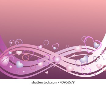 beautiful hearts on waves - vector