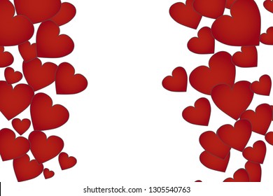 Beautiful Hearts on white background. Invitation Template Background Design, Greeting Card, Poster. Valentine Day. Vector illustration