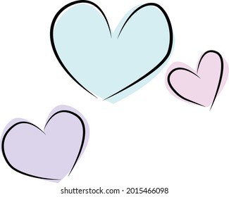 Beautiful hearts in pastel colors icons