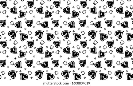 Beautiful hearts pattern with polka dot and white background
