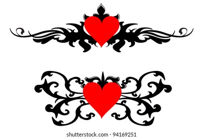 beautiful hearts with swirl elements