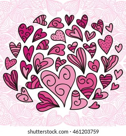 Beautiful hearts. Vector illustration.