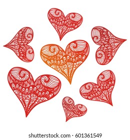 Beautiful hearts. Vector illustration.