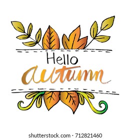 Beautiful hello autumn card with floral.