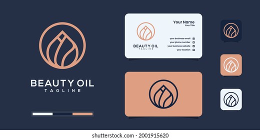 Beautiful herbal droplet for skin care logo design templates