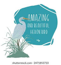 Beautiful herons on a white background with place for text. Vector illustration