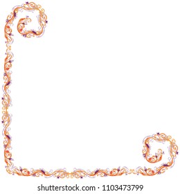 Beautiful hexagon bright vector floral frame or border isolated on white