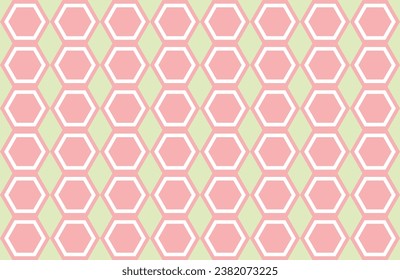 Beautiful Hexagon pattern wallpaper. Background. Hexagon shape. Print design. Graphic design. Vector pattern. Geometric pattern. Fabric. Decorative. Ornaments. Pink and Green colours.