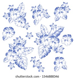 Beautiful Hibiscus flower material illustration,