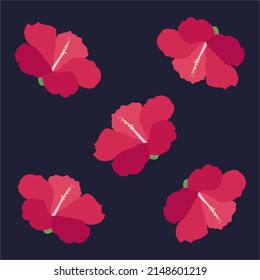 Hermosas flores de hibisco Vector conjunto de floral tropical floreciente para invitaciones de vacaciones, tarjetas de felicitación y diseño de moda Tropicania y exotismo