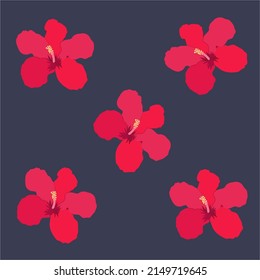 Hermosas flores de hibisco Vector conjunto de floral tropical floreciente para invitaciones de vacaciones, tarjetas de felicitación y diseño de moda Tropicania y exotismo