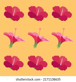 Beautiful Hibiscus Flowers Vector Set Of Blooming Tropical Floral For Holiday Invitations, Greeting Card And Fashion Design Tropicania And Exoticism