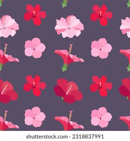 Beautiful hibiscus flowers Vector set of blooming tropical floral for holiday invitations, greeting card and fashion design Tropicania and exoticism
