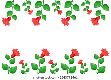 Hermoso diseño de Plantilla Hibiscus Frame con espacio de copia. Marco de flores de verano con espacio en blanco para texto. Borde de flor roja de Vector para funda de almohada de postal de Anuncio de Web