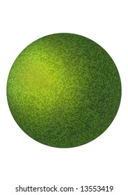Beautiful high resolution green-gold colored sphere build from tiny squares. Usable as design element.