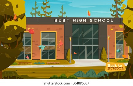 Beautiful high school facade 