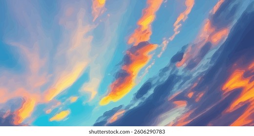 Beautiful and High-Quality Sunset Sky with a Multicolored Cloudscape, Optimized for Architectural Visualization and Digital Art