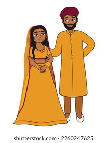 Beautiful Hindu couple on white background