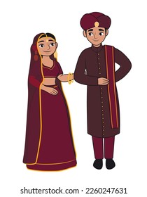 Beautiful Hindu couple on white background