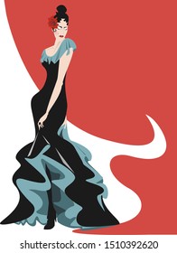 Beautiful hispanic woman. Vector illustration.