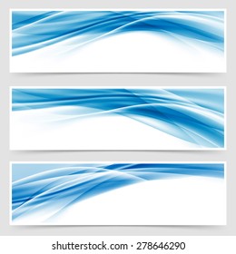 Beautiful hi-tech blue header footer swoosh collection web modern abstract transparent border layout. Vector illustration