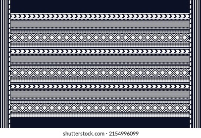 Beautiful hmong seamless pattern.navy blue and white background. Aztec style, embroidery,vector,illustration.texture,fabric,clothing,wrapping,decorations and carpet.Geometric ethnic oriental pattern.