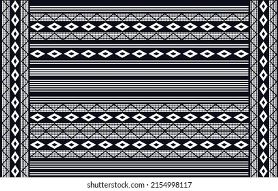 Hermoso patrón hmong impecable. fondo azul marino y blanco. Estilo azteca, bordado,vector,ilustración.textura,tela,ropa,envoltura,decoraciones y alfombra.Patrón geométrico étnico oriental.