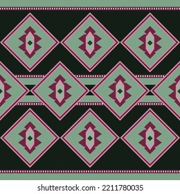 Beautiful hmong seamless pattern.navy blue and white background.Aztec style, embroidery,vector,illustration.texture,fabric,clothing,wrapping,decorations and carpet.Geometric ethnic oriental pattern.
