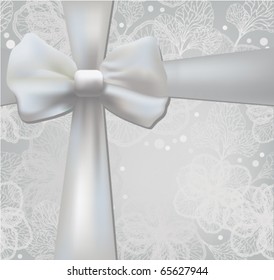 Beautiful holiday background with a silver bow