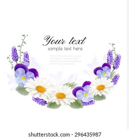 Beautiful Holiday Greeting Card With Flower Decoration. Vector.