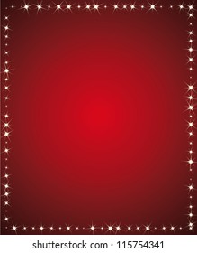 Beautiful holidays background. Red and starry vector frame for greeting card or holidays communication.
