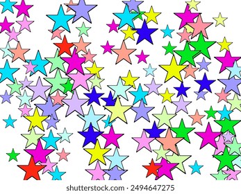  Beautiful Holidays Party.  Lavender Bright Red Yellow Multicolor Chaotic Orange Stars Pattern.