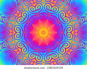 Beautiful hologram colourful caleidoscope gradient flower art pattern 