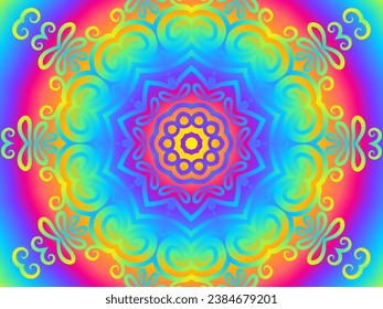 Beautiful hologram colourful caleidoscope gradient flower art pattern 