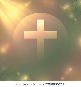 beautiful holy cross religious symbol with light and shiny effect vector