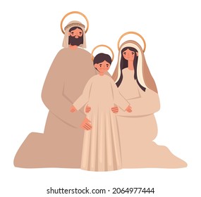 beautiful holy family over white