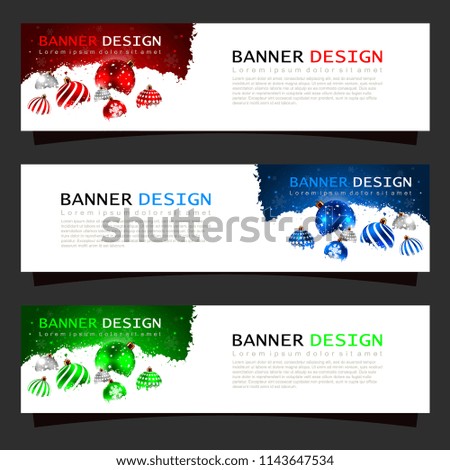 Beautiful Horisontal Winter Header Template for Website or Presentation with Sesonal Decorative Elements in Snow. Vector Illustration