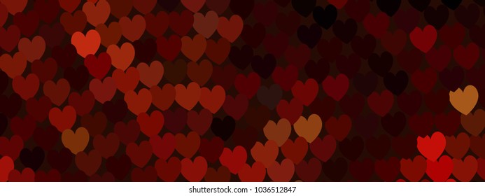 Beautiful horizontal background with an abstract pattern of hearts. The layout for greeting cards, Valentine Day cards, labels, tags, banners, flyers, ads. Vector clip art.