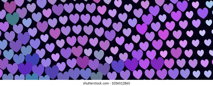 Beautiful horizontal background with an abstract pattern of hearts. The layout for greeting cards, Valentine Day cards, labels, tags, banners, flyers, ads. Vector clip art.