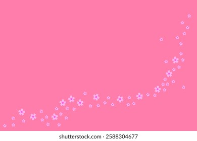 Beautiful horizontal background with Japanese cherry blossoms. Colors used were bright pink and soft pink. Romantic mood. Flat.