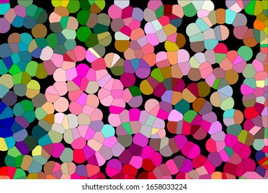 A Beautiful horizontal mosaic abstract texture orange yellow red green and blue color on a dark background