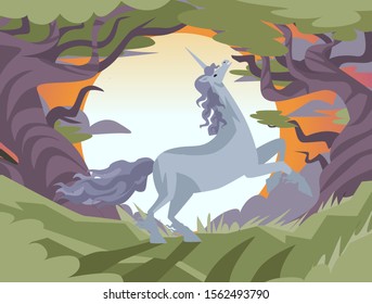 beautiful horned unicorn magical animal