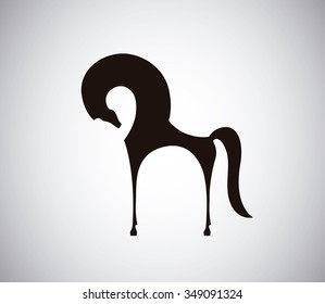 Beautiful horse black silhouette.