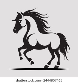 Beautiful horse black and white vector image. This is an editable and printable high quality vector eps file.