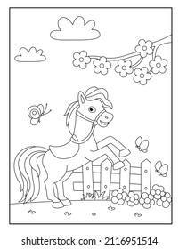 Beautiful horse coloring page for kids