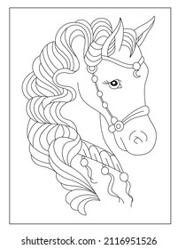 Beautiful horse coloring page for kids