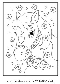 Beautiful horse coloring page for kids